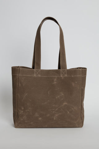 Faded Effect Tote Bag Brown