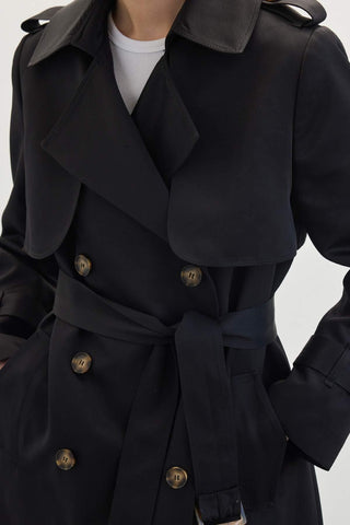 Double-Breasted Classic Trench Coat Black