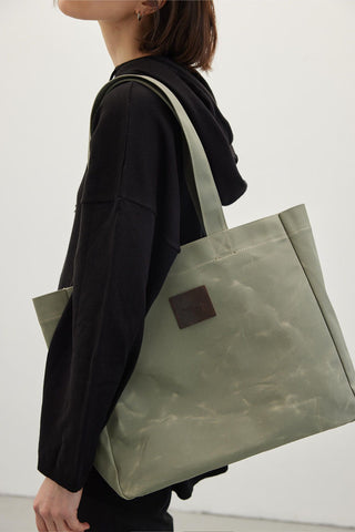 Faded Effect Tote Bag Light Green