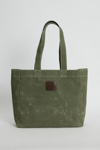 Faded Effect Tote Bag Khaki