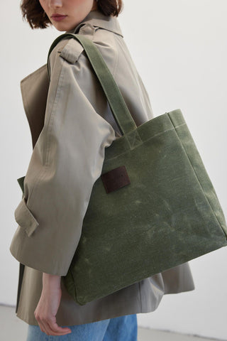 Faded Effect Tote Bag Khaki