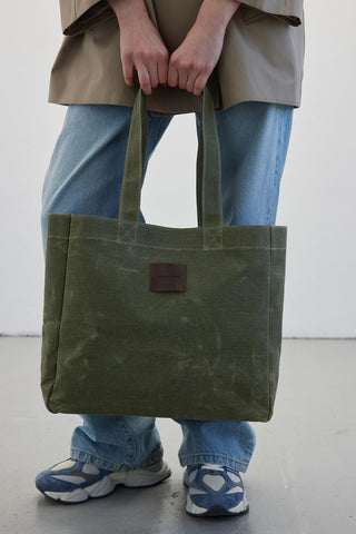 Faded Effect Tote Bag Khaki