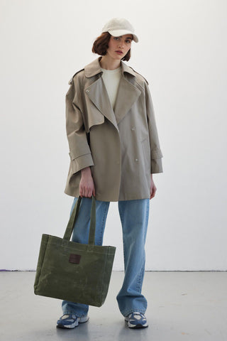 Faded Effect Tote Bag Khaki