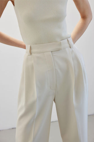 Double Palazzo Pants Beige