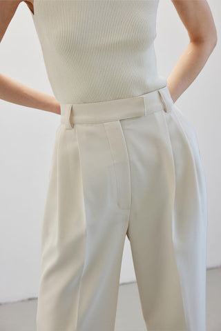 Double Palazzo Pants Beige
