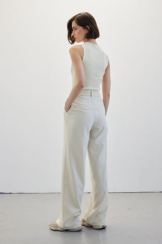 Double Palazzo Pants Beige