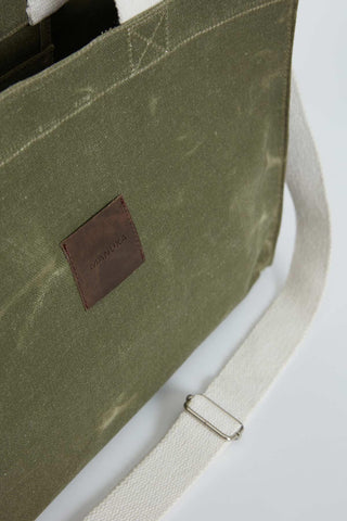 Faded Effect Large Canvas Bag Military Khaki