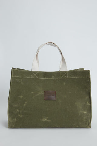 Faded Effect Large Canvas Bag Military Green