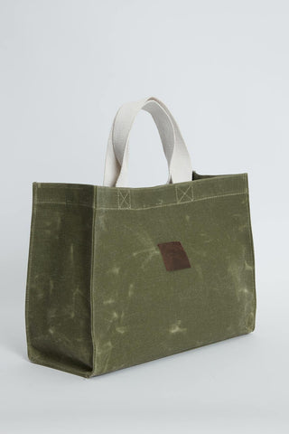 Faded Effect Large Canvas Bag Military Green