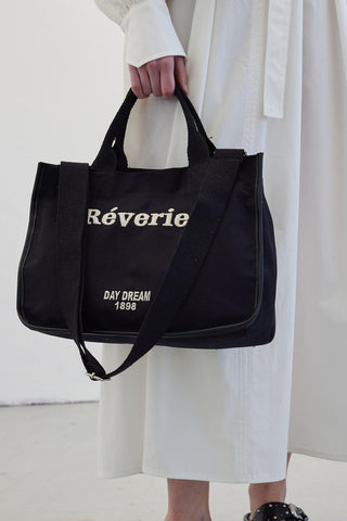 Embroidered Canvas Bag Black