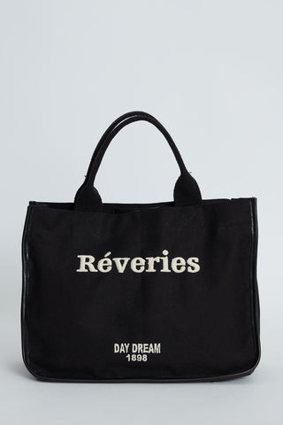 Embroidered Canvas Bag Black