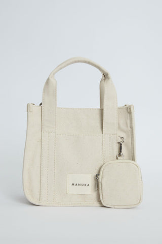 Canvas Bag With Mini Wallet Detail Natural