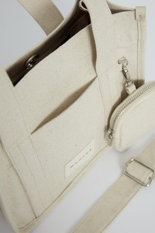 Canvas Bag With Mini Wallet Detail Natural