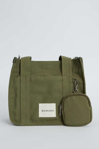 Canvas Bag With Mini Wallet Detail Khaki