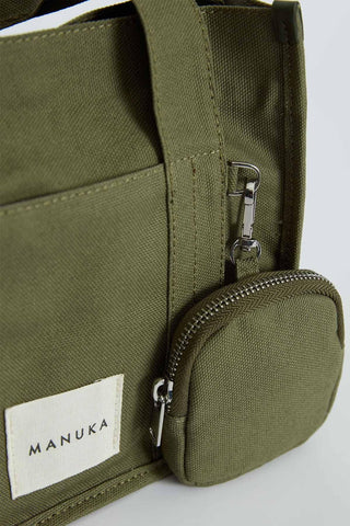 Canvas Bag With Mini Wallet Detail Khaki