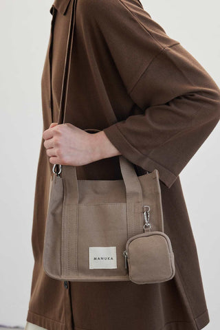 Canvas Bag With Mini Wallet Detail Camel