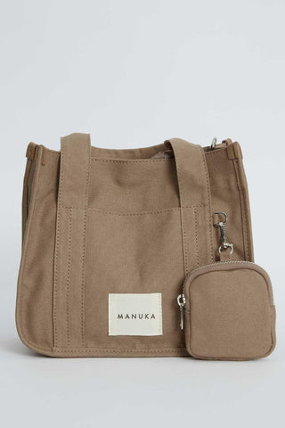 Canvas Bag With Mini Wallet Detail Camel