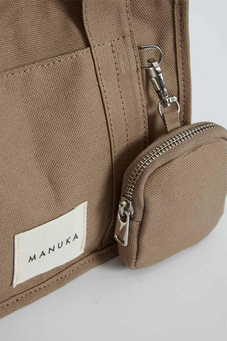 Canvas Bag With Mini Wallet Detail Camel