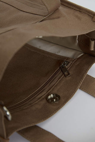 Canvas Bag With Mini Wallet Detail Camel