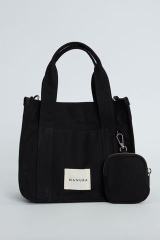 Canvas Bag With Mini Wallet Detail Black