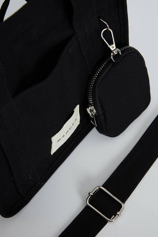 Canvas Bag With Mini Wallet Detail Black