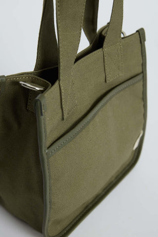 Pocket Detailed Canvas Mini Bag Khaki