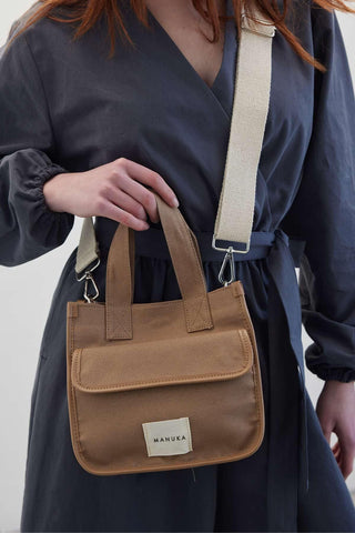 Pocket Detailed Canvas Mini Bag Camel