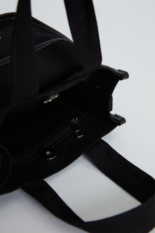 Pocket Detailed Canvas Mini Bag Black