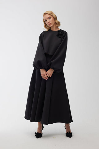 Partially Puffed Skirt Black