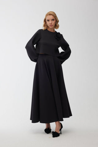 Partially Puffed Skirt Black