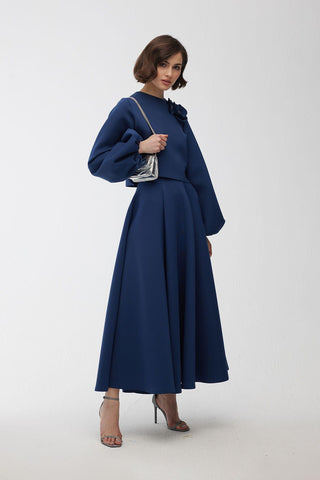 Partially Puffed Skirt Midnight Blue