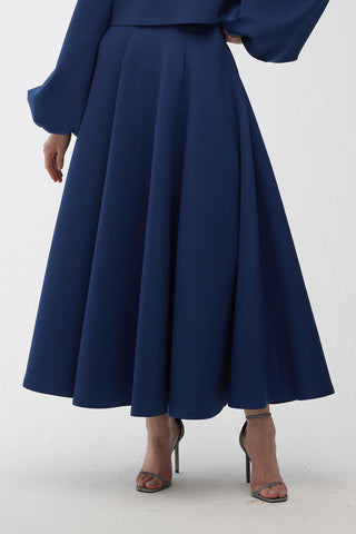 Partially Puffed Skirt Night Blue