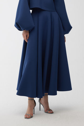 Partially Puffed Skirt Night Blue