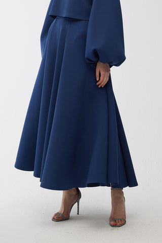 Partially Puffed Skirt Night Blue