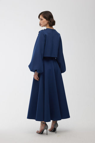Partially Puffed Skirt Night Blue