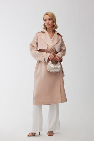 Organza Double-Breasted Trench Coat Pink