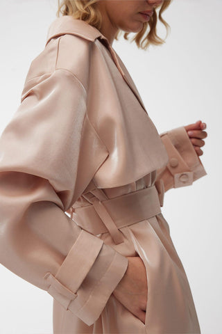 Organza Double-Breasted Trench Coat Pink