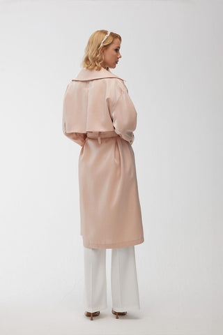 Organza Double-Breasted Trench Coat Pink