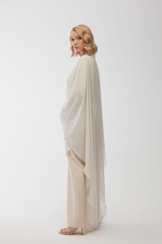 Cape Sleeve Jumpsuit Beige