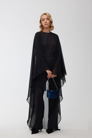 Cape Sleeve Jumpsuit Black