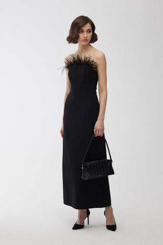 Strapless Feather Dress Black