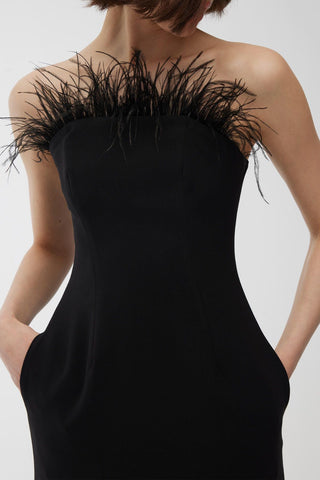 Strapless Feather Dress Black