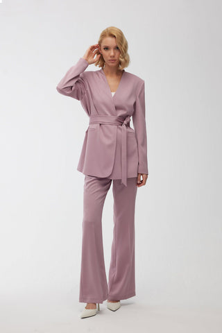 Satin Bell Bottom Trousers Dusty Rose