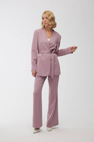 Satin Bell Bottom Trousers Dusty Rose