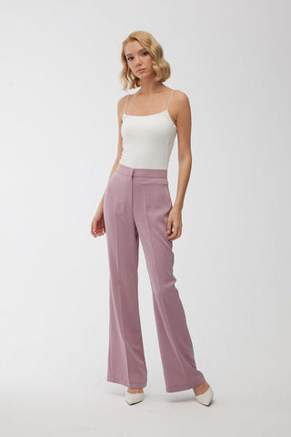 Satin Bell Bottom Trousers Dusty Rose