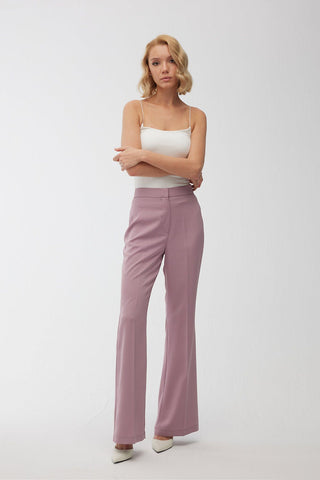 Satin Bell Bottom Trousers Dusty Rose