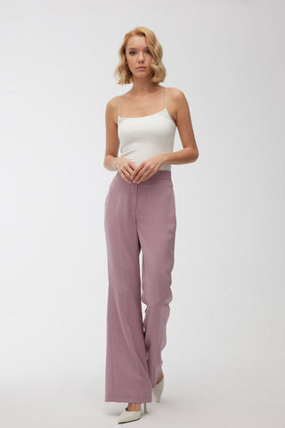 Satin Bell Bottom Trousers Dusty Rose