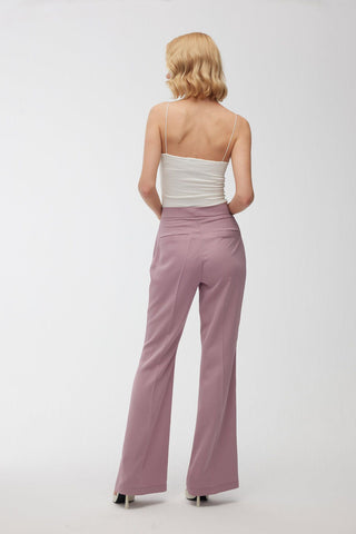 Satin Bell Bottom Trousers Dusty Rose