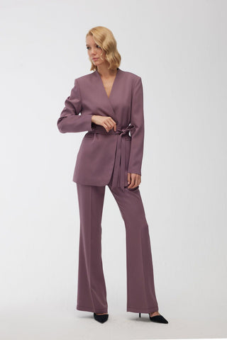 Satin Bell Bottom Trousers Purple