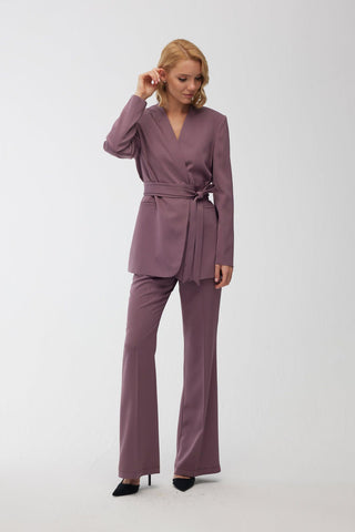 Satin Bell Bottom Trousers Purple